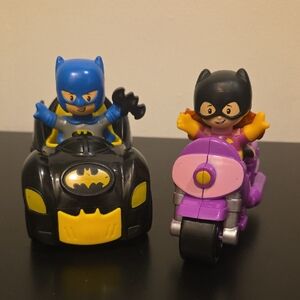 Little People DC Superhero Friends Batman & Batgirl With Car & Motorcycle